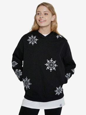 Desigual Hoodie No Zip Swiss Emboidery Sweatshirt