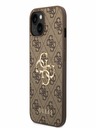 Guess PU 4G Metal Logo Zadní Kryt pro iPhone 14 Brown Калъф за телефон