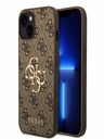 Guess PU 4G Metal Logo Zadní Kryt pro iPhone 15 Brown Калъф за телефон