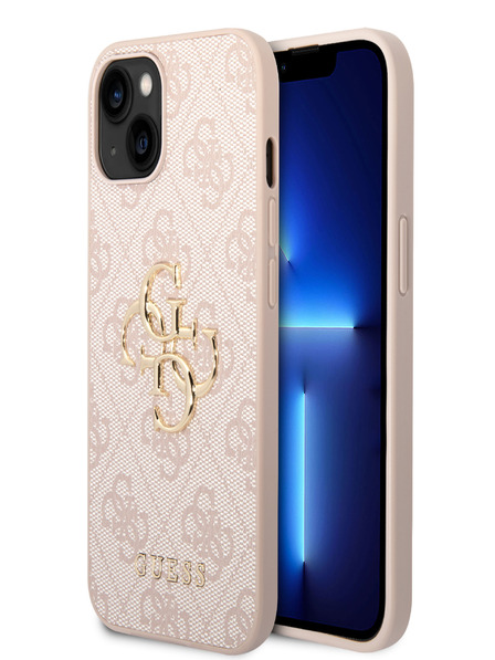 Guess PU 4G Metal Logo iPhone 15 Plus Pink Калъф за телефон