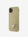 Guess Rhinestones Triangle Metal Logo Kryt pro iPhone 11 Pro Gold Калъф за телефон