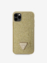 Guess Rhinestones Triangle Metal Logo Kryt pro iPhone 11 Pro Gold Калъф за телефон