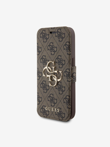 Guess PU Leather 4G Metal Logo Book iPhone 15 Pro Max Brown Калъф