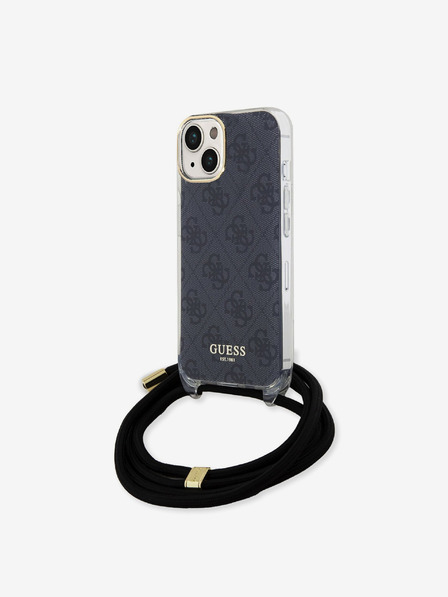 Guess IML 4G Printed Crossbody Popruh Zadní Kryt pro iPhone 15 Black Калъф за телефон