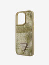 Guess Rhinestones Triangle Metal Logo Kryt pro iPhone 15 Pro Gold Калъф за телефон