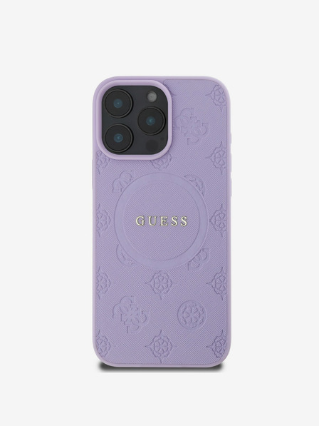 Guess Saffiano Peony Stamp MagSafe Zadní Kryt pro iPhone 16 Pro Max Purple Калъф за телефон