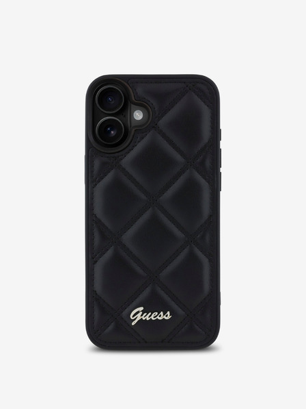 Guess PU Leather Quilted Zadní Kryt pro iPhone 16 Plus Black Калъф за телефон