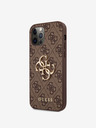 Guess PU 4G Metal Logo Zadní Kryt pro iPhone 12/12 Pro Brown Калъф за телефон