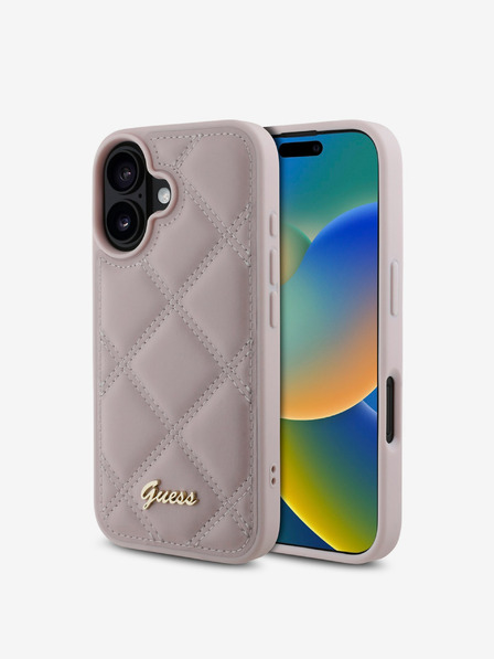 Guess PU Leather Quilted Zadní Kryt pro iPhone 16 Pink Калъф за телефон