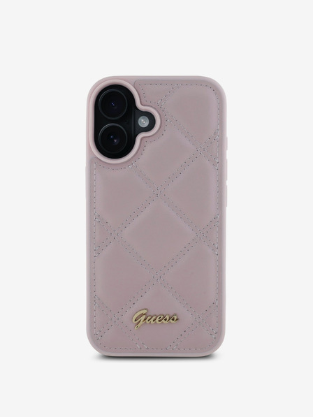 Guess PU Leather Quilted Zadní Kryt pro iPhone 16 Pink Калъф за телефон