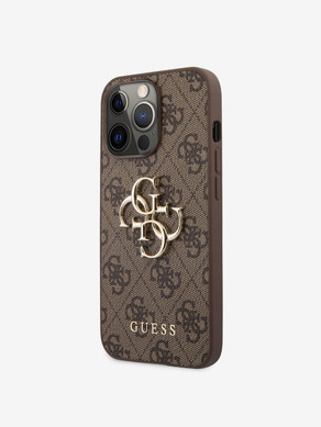 Guess PU 4G Metal Logo Zadní Kryt pro iPhone 13 Pro Max Brown Калъф за телефон