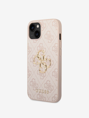 Guess PU 4G Metal Logo Zadní Kryt pro iPhone 14 Pink Калъф за телефон