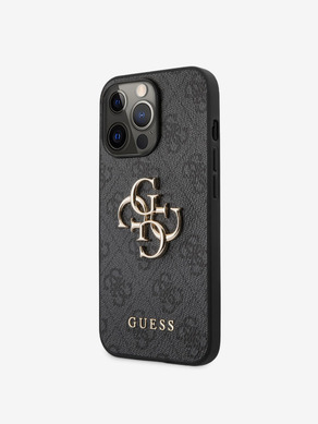 Guess PU 4G Metal Logo Zadní Kryt pro iPhone 13 Pro Grey Калъф за телефон