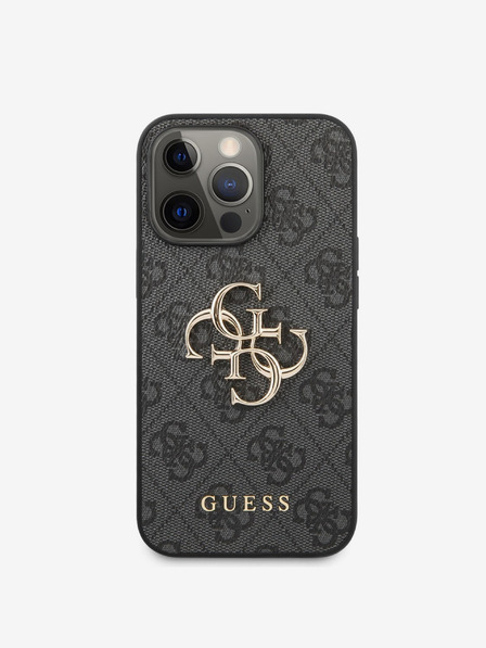 Guess PU 4G Metal Logo Zadní Kryt pro iPhone 13 Pro Grey Калъф за телефон