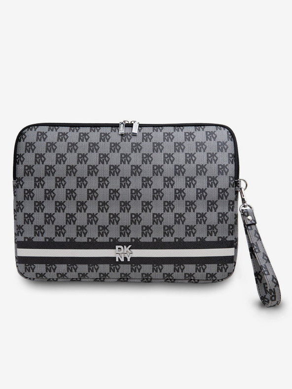 DKNY PU Leather Checkered Pattern and Stripe Notebook 15/16 Black" Калъф