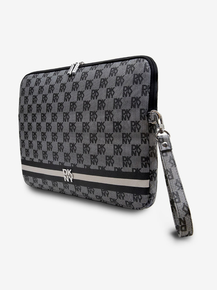 DKNY PU Leather Checkered Pattern and Stripe Notebook 15/16 Black" Калъф