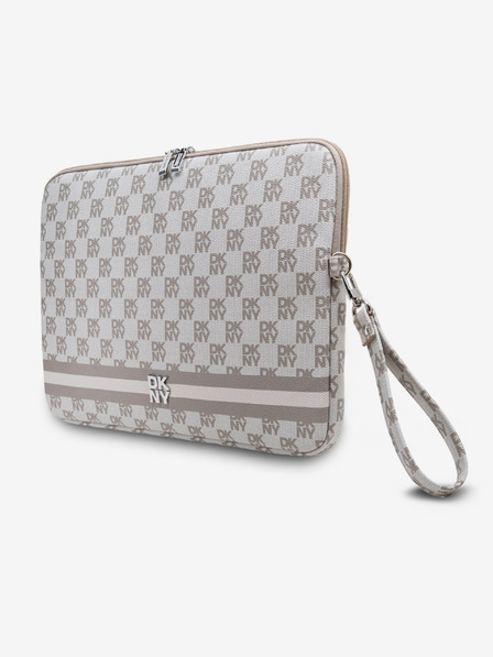 DKNY PU Leather Checkered Pattern and Stripe Notebook 13/14 Beige" Калъф