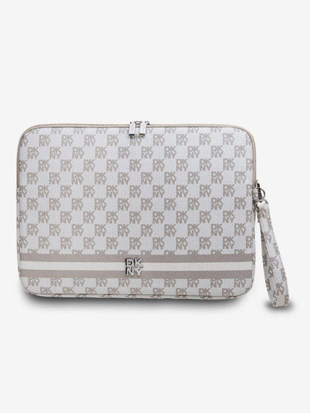 DKNY PU Leather Checkered Pattern and Stripe Notebook 15/16 Beige" Калъф