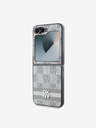 DKNY PU Leather Checkered Pattern and Stripe Zadní Kryt pro Samsung Galaxy Z Flip 6 Beige Калъф за телефон