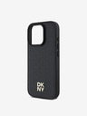 DKNY PU Leather Repeat Pattern Stack Logo MagSafe Zadní Kryt pro iPhone 16 Pro Black Калъф за телефон