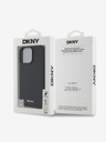 DKNY PU Leather Silver Metal Logo Magsafe Zadní Kryt pro iPhone 16 Pro Max Black Калъф за телефон