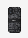 DKNY PU Leather Repeat Pattern Tonal Stripe Zadní Kryt pro iPhone 16 Black Калъф за телефон