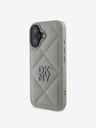 DKNY PU Leather Quilted Stack Logo Zadní Kryt pro iPhone 16 Grey Калъф за телефон