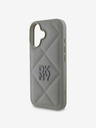 DKNY PU Leather Quilted Stack Logo Zadní Kryt pro iPhone 16 Grey Калъф за телефон