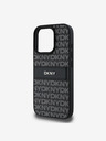 DKNY PU Leather Repeat Pattern Tonal Stripe Zadní Kryt pro iPhone 16 Pro Black Калъф за телефон