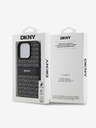 DKNY PU Leather Repeat Pattern Tonal Stripe Zadní Kryt pro iPhone 16 Pro Black Калъф за телефон