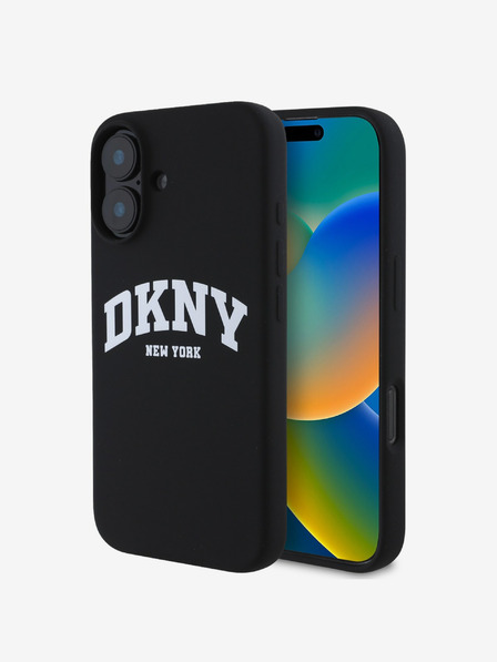 DKNY Liquid Silicone Arch Logo MagSafe Zadní Kryt pro iPhone 16 Black Калъф за телефон