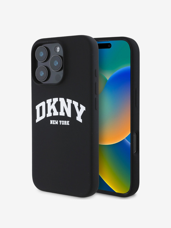 DKNY Liquid Silicone Arch Logo MagSafe Zadní Kryt pro iPhone 16 Pro Max Black Калъф за телефон