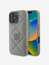 DKNY PU Leather Quilted Stack Logo Zadní Kryt pro iPhone 16 Pro Grey Калъф за телефон