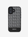 DKNY PU Leather Repeat Pattern Bottom Stripe MagSafe Zadní Kryt pro iPhone 16 Black Калъф за телефон