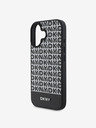 DKNY PU Leather Repeat Pattern Bottom Stripe MagSafe Zadní Kryt pro iPhone 16 Black Калъф за телефон