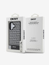 DKNY PU Leather Repeat Pattern Bottom Stripe MagSafe Zadní Kryt pro iPhone 16 Black Калъф за телефон