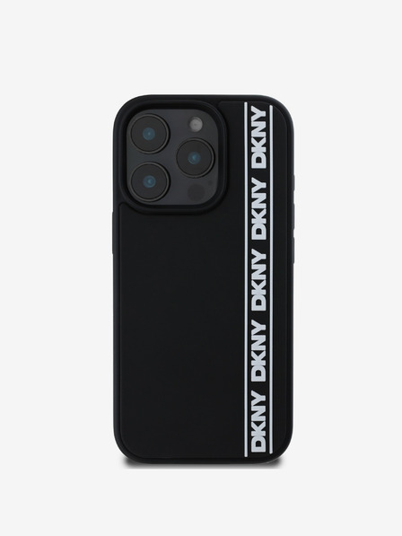 DKNY 3D Rubber Repeat Logo Line Zadní Kryt pro iPhone 16 Pro Black Калъф за телефон