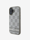 DKNY PU Leather Checkered Pattern and Stripe Zadní Kryt pro iPhone 16 Beige Калъф за телефон