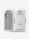 DKNY PU Leather Checkered Pattern and Stripe Zadní Kryt pro iPhone 16 Beige Калъф за телефон