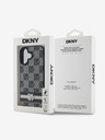 DKNY PU Leather Checkered Pattern and Stripe Zadní Kryt pro iPhone 16 Black Калъф за телефон