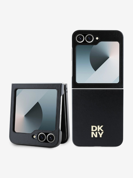 DKNY PU Leather Stack Logo Zadní Kryt pro Samsung Galaxy Z Flip 6 Black Калъф за телефон