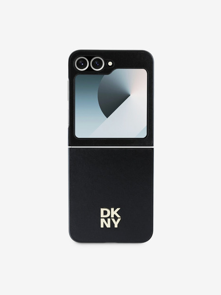 DKNY PU Leather Stack Logo Zadní Kryt pro Samsung Galaxy Z Flip 6 Black Калъф за телефон