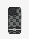 DKNY PU Leather Checkered Pattern and Stripe iPhone 16 Pro Max Black Калъф за телефон