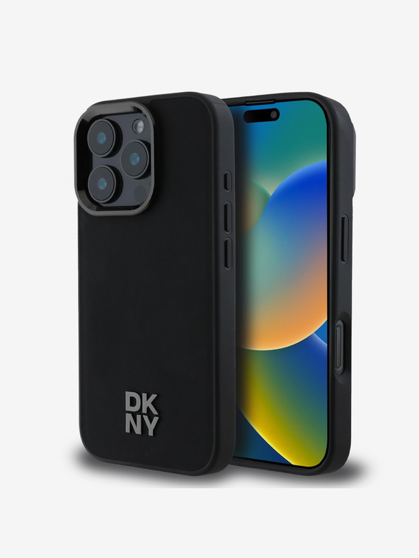 DKNY PU Leather Stack Logo Magsafe  iPhone 16 Pro Black Калъф за телефон