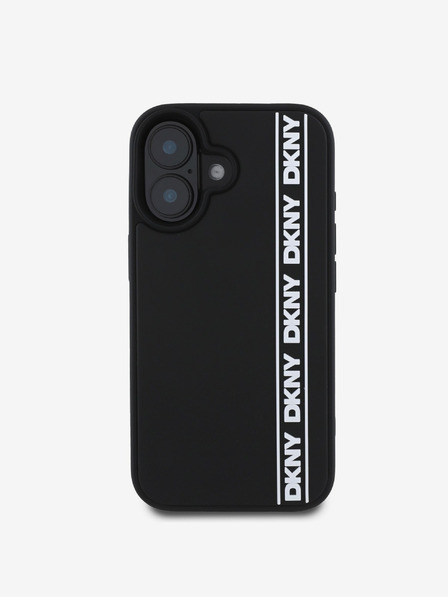 DKNY 3D Rubber Repeat Logo Line iPhone 16 Black Калъф за телефон