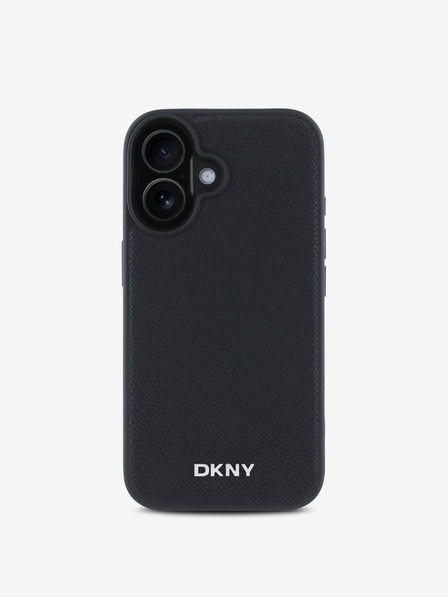 DKNY PU Leather Silver Metal Logo Magsafe iPhone 16 Plus Black Калъф за телефон