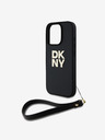 DKNY PU Leather Stack Logo Wrist Strap iPhone 16 Pro Black Калъф за телефон