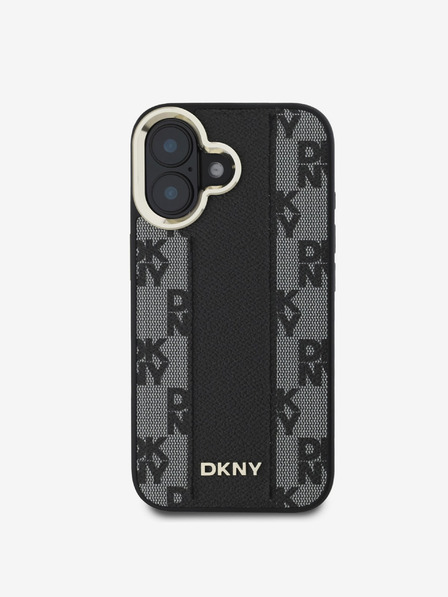 DKNY PU Leather Checkered Pattern Magsafe iPhone 16 Black Калъф за телефон