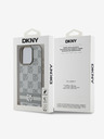 DKNY PU Leather Checkered Pattern and Stripe iPhone 16 Pro Beige Калъф за телефон