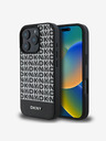 DKNY PU Leather Repeat Pattern Bottom Stripe MagSafe Zadní Kryt pro iPhone 16 Pro Max Black Калъф за телефон